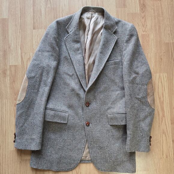 Levi Strauss Mens Vintage 90s Preppy English Countryside Tweed Wool Blazer 40L - Picture 1 of 11